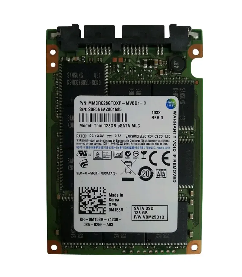 MMCRE28GTDXP-MVB01-D - Samsung Thin 128GB Multi-Level Cell SATA 3Gb/s uSATA 1.8-inch Solid State Drive
