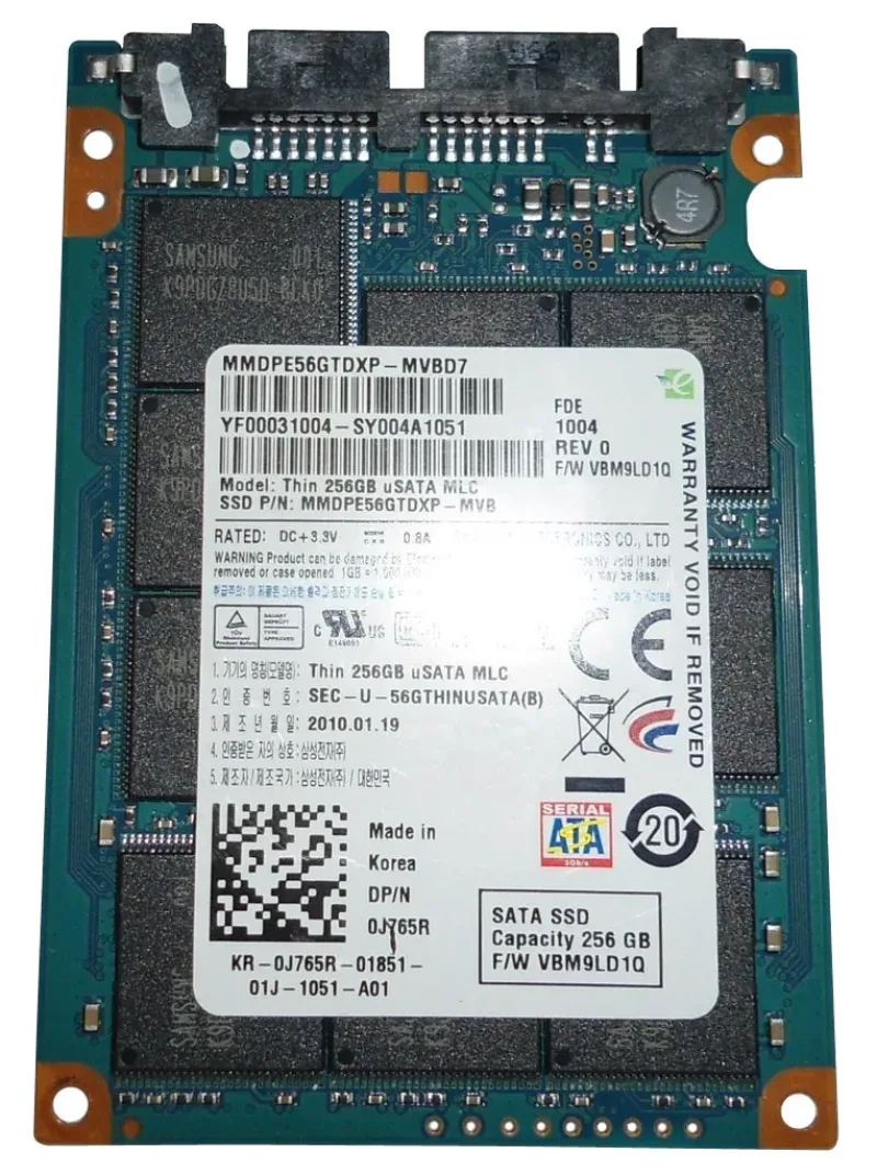 MMDPE56GTDXP-MVBD7 - Samsung FDE 256GB Thin Caseless 1.8-inch MLC Solid State Drive uSATA Hard Drive