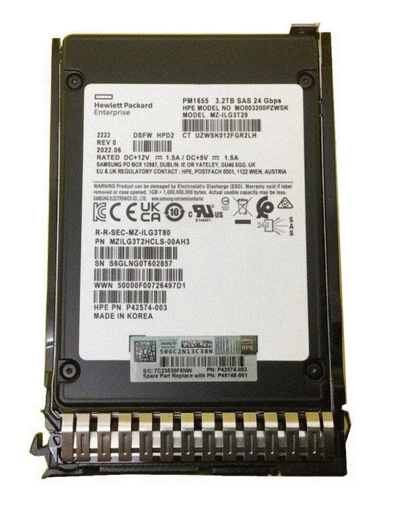 HPE MO003200PZWSK 3.2TB Triple-Level Cell SAS 12Gb/s Mixed Use Hot-Swappable 2.5-In Solid State Drive