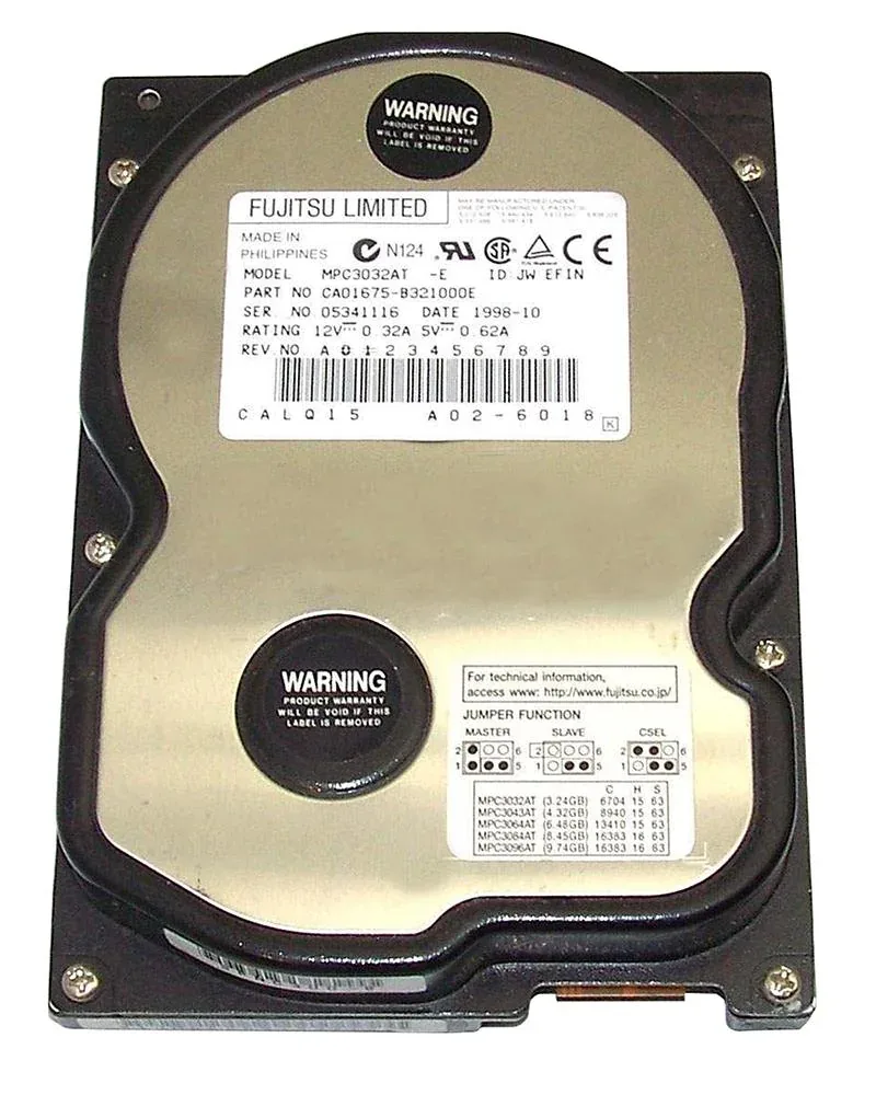 MPC3032AT - Fujitsu Desktop 3.2GB 5400RPM ATA-33 256KB Cache 3.5-inch Hard Disk Drive