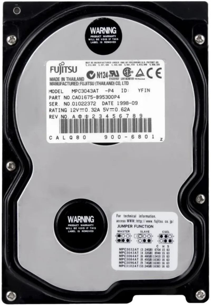 MPC3043AT - Fujitsu Desktop 5400RPM ATA-33 256KB Cache 3.5-inch Hard Disk Drive