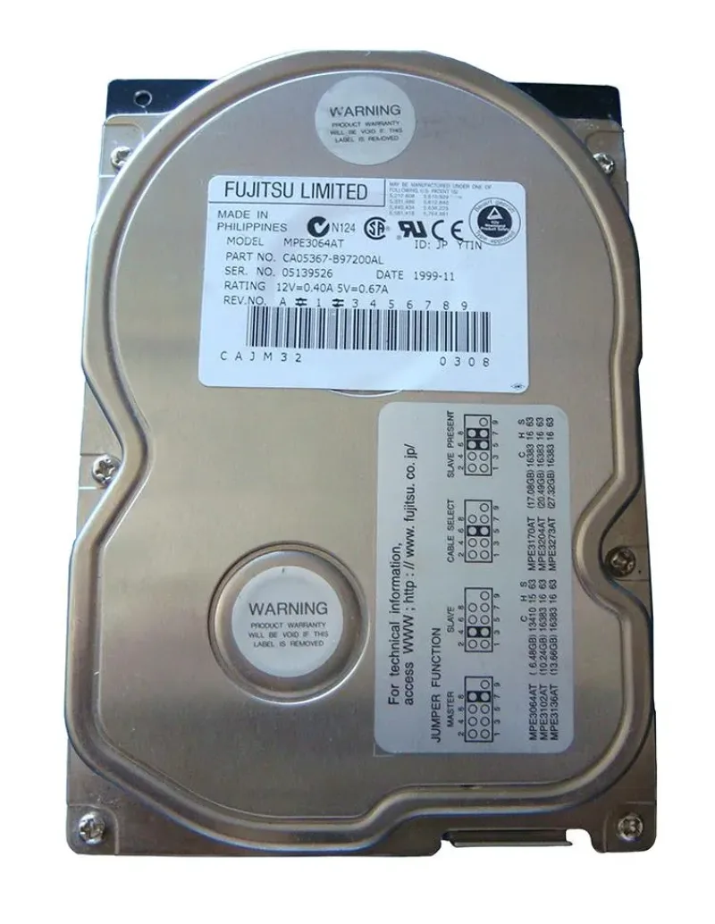 MPE3064AT - Toshiba MPE3064AT 6.48 GB 3.5 Internal Hard Drive - Retail - IDE Ultra ATA/66 (ATA-5) - 5400 rpm - 512 KB Buffer