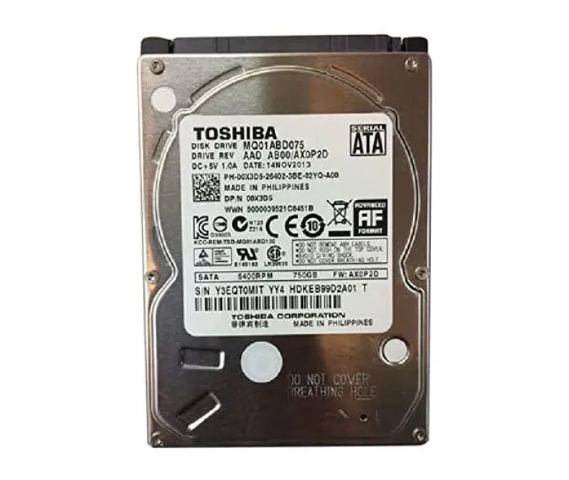 MQ01ABD075 - Toshiba 750GB 5400RPM 8MB Cache 2.5-inch SATA 3GB/s Laptop Hard Drive
