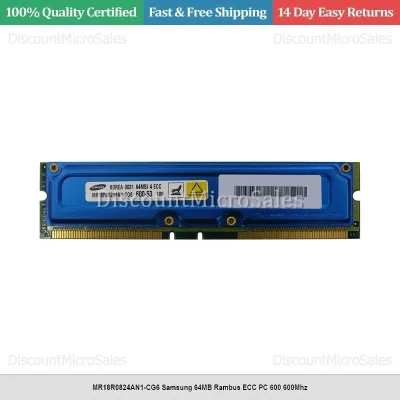 MR18R0824AN1-CG6 - Samsung 64MB RDRAM-600MHz PC600 ECC 184-Pin RIMM 2.5v Memory