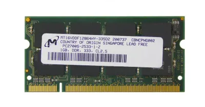 MT16VDDF12864HY-335D2 - Micron 1GB DDR-333MHz PC2700 non-ECC Unbuffered CL2.5 200-Pin SoDimm Memory Module