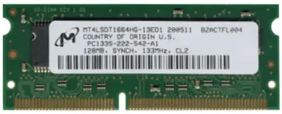 MT4LSDT1664HG-13ED1 - Micron 128MB 133MHz PC133 non-ECC Unbuffered CL2 144-pin SoDimm Memory Module