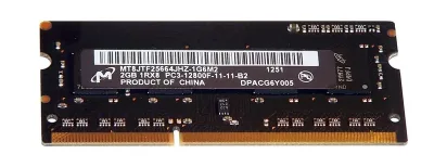MT8JTF25664JHZ-1G6M2 - Micron Technology 2GB DDR3-1600MHz PC3-12800 non-ECC Unbuffered CL11 204-Pin SoDimm 1.35V Low Voltage Single Rank Memory Module