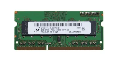 MT8KTF52164HZ-1G6E1 - Micron 4GB DDR3-1600MHz PC3-12800 non-ECC Unbuffered CL11 204-Pin SoDimm 1.35V Low Voltage Single Rank Memory Module