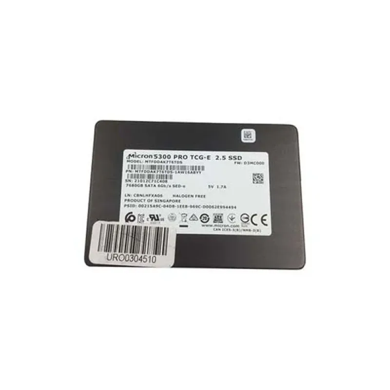 Micron MTFDDAK7T6TDS-1AW16ABYY 5300 PRO Series 7.68TB Triple-Level Cell SATA 6Gb/s 3D NAND (SED TCG eSSC Encryption) 2.5-Inch Solid State Drive. In Stock