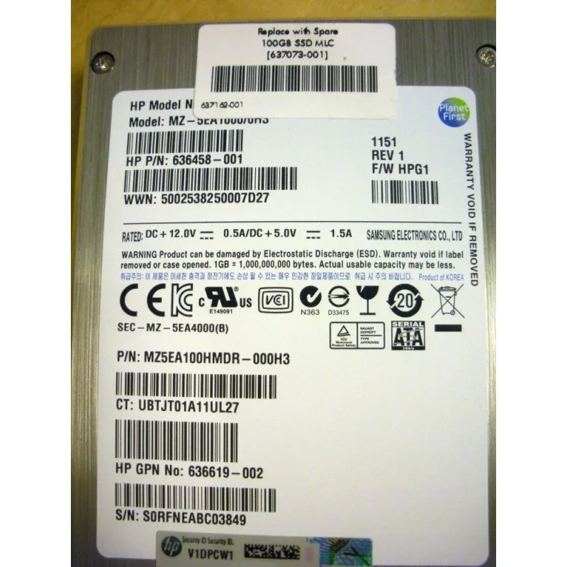 HP MZ-5EA1000/0H3 100GB SATA 3Gb/s 2.5-inch Solid State Drive