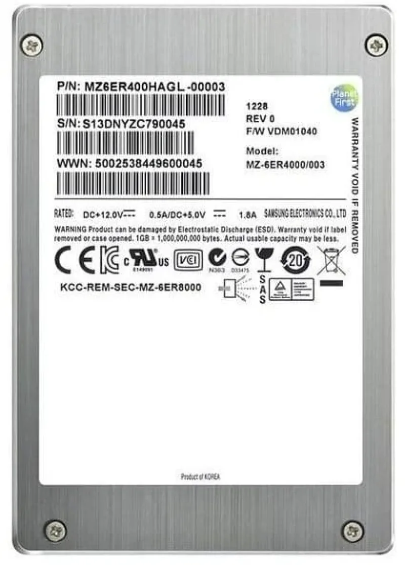 Samsung MZ-6ER400T/0C3 SM1625 Enterprise Series 400GB eMLC SAS 6Gb/s 2.5-inch Solid State Drive