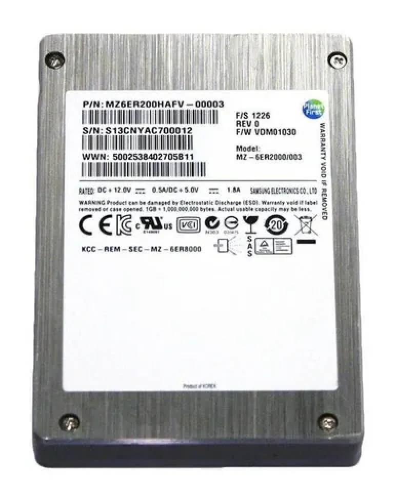 Samsung MZ-6SR2000/0C3 SM1625 Enterprise Series 200GB Single-Level Cell SAS 6Gb/s High Performance 2.5-inch Solid State Drive