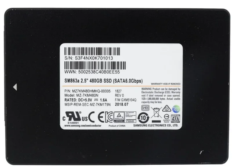 MZ-7GE480EW - Samsung 480GB 2.5-inch 6GB/s SATA MLC 845DC EVO Solid State Drive
