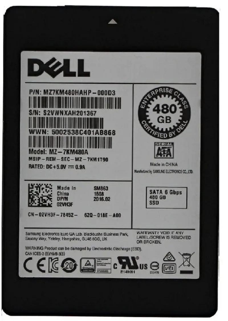 Samsung MZ-7KM480A SM863 480GB Multi-Level Cell 6Gb/s SATA Mixed Use SFF 2.5-Inch Solid State Drive (OEM). In Stock