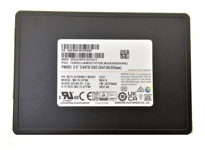 Samsung MZ-7L33T80 PM893 Series 3.84TB Triple-Level Cell SATA 6Gb/s V-NAND 512 2.5-Inch Solid State Drive