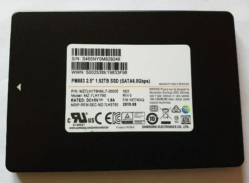 Samsung MZ-7LH1T90 PM883 Series 1.92TB SATA 6Gb/s 2.5-Inch Solid State Drive