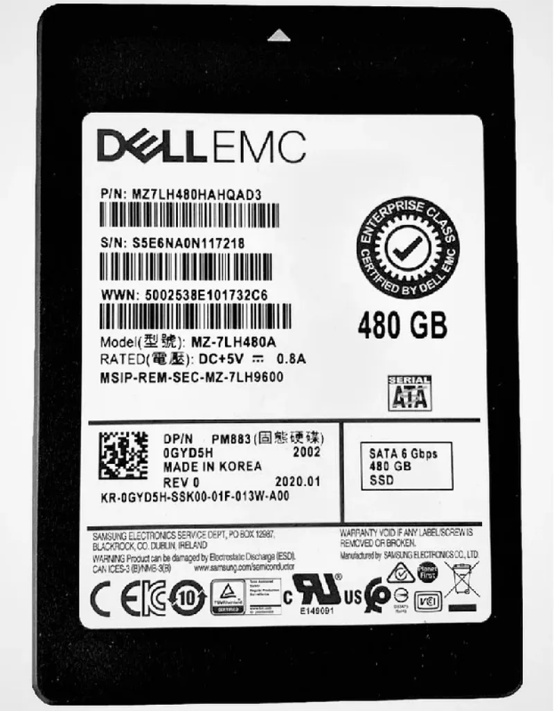Samsung MZ-7LH480A 480GB SATA 6Gb/s 2.5- Inch Solid State Drive Dell Oem