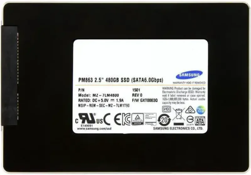 Samsung MZ-7WD480N/0H3 SM843Tn Data Center Series 480GB Multi-Level Cell SATA 6Gb/s High Write Endurance 2.5-inch Solid State Drive