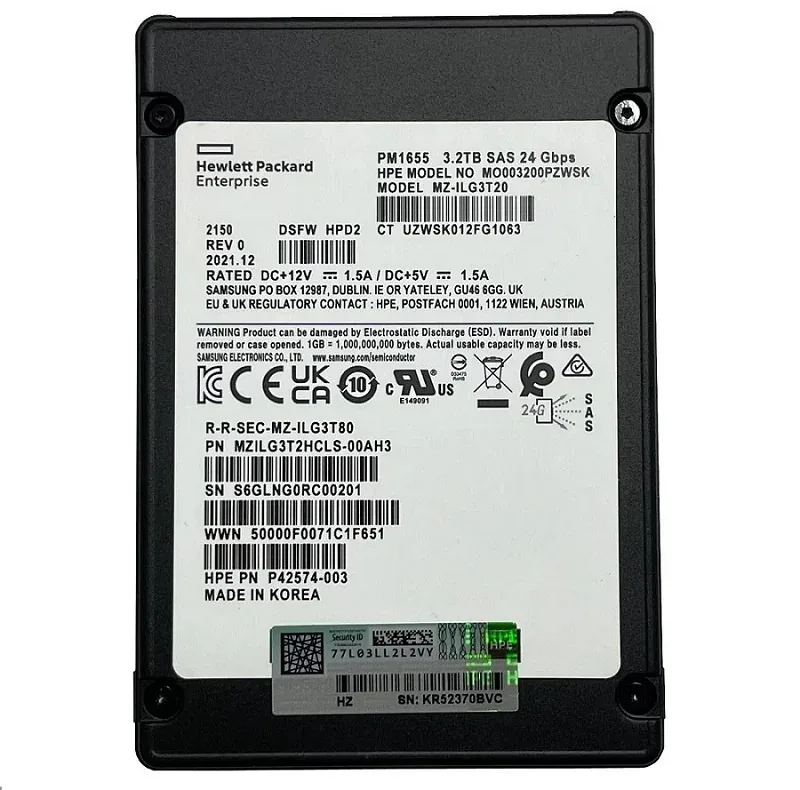 Samsung MZ-ILG3T20 PM1655 3.2TB Triple-Level Cell 12Gb/s SAS Mixed Use SFF 2.5-Inch Solid State Drive (OEM)
