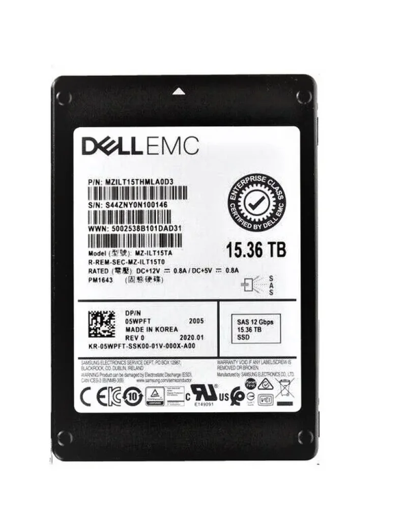 Samsung MZ-ILT15TA PM1643 15.36TB Triple-Level Cell 12Gb/s SAS SFF 2.5-Inch Solid State Drive (OEM)