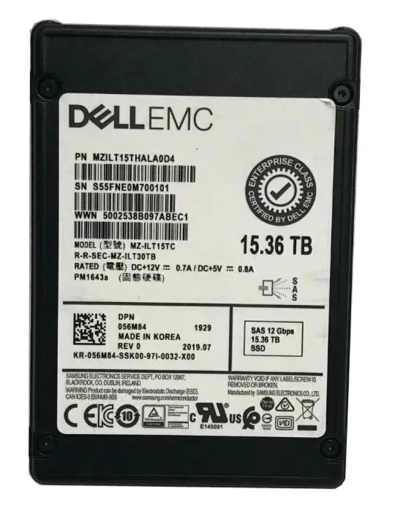 Samsung MZ-ILT15TC PM1643a 15.36TB 12Gb/s SAS 2.5-Inch Solid State Drive