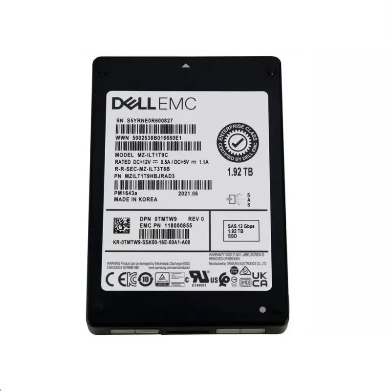 Samsung MZ-ILT1T9C PM1643A 1.92TB Triple-Level Cell 12Gb/s SAS Read Intensive SFF 2.5-Inch Solid State Drive (OEM)