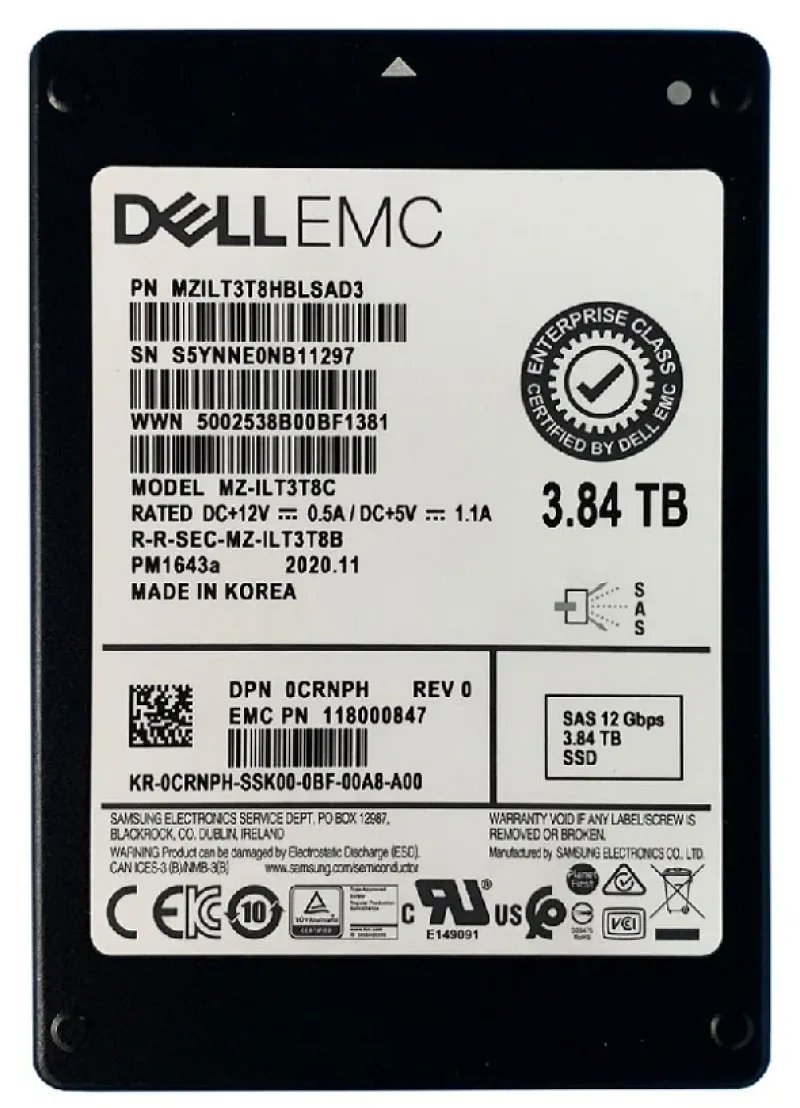 Samsung MZ-ILT3T8C PM1643A 3.84TB Triple-Level Cell 12Gb/s SAS Read Intensive SFF 2.5-Inch Solid State Drive (OEM)
