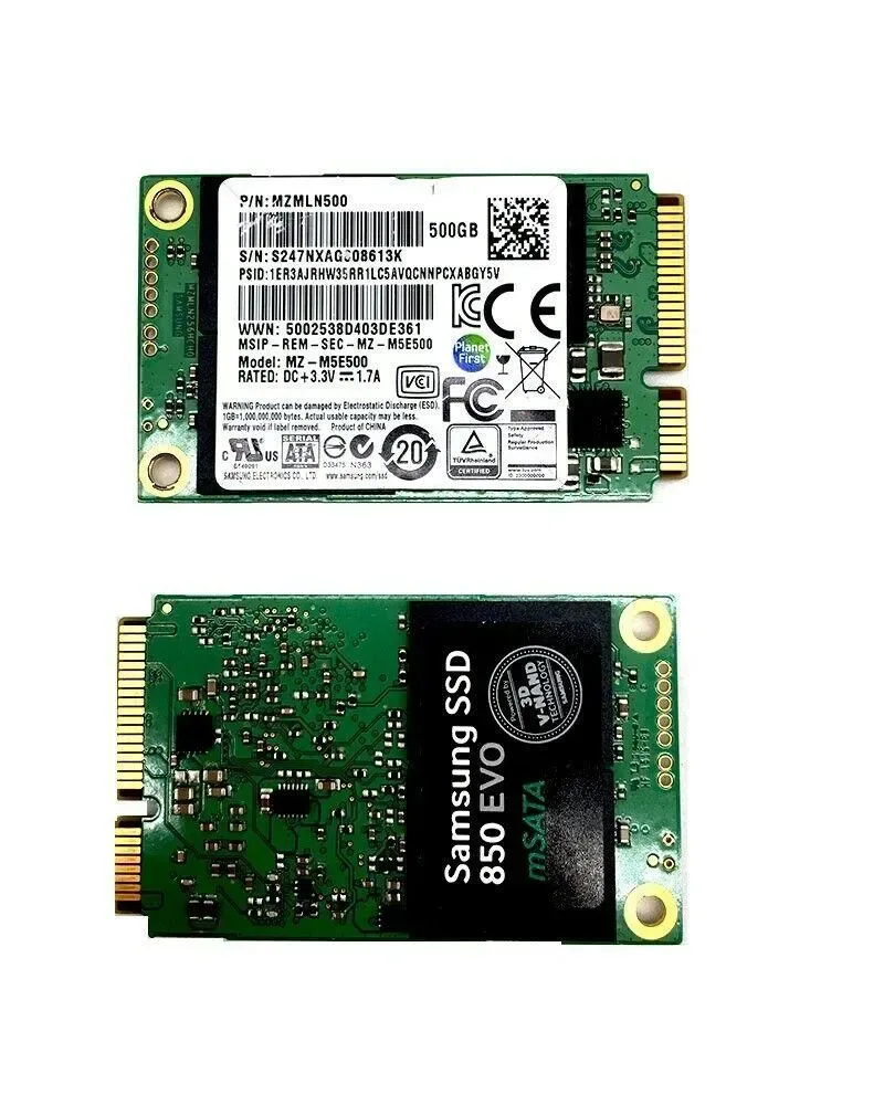 MZ-M5E500 - Samsung 850 EVO 500GB Triple-Level Cell SATA 6Gb/s 3D V-NAND (SED) mSATA 1.8-inch Solid State Drive