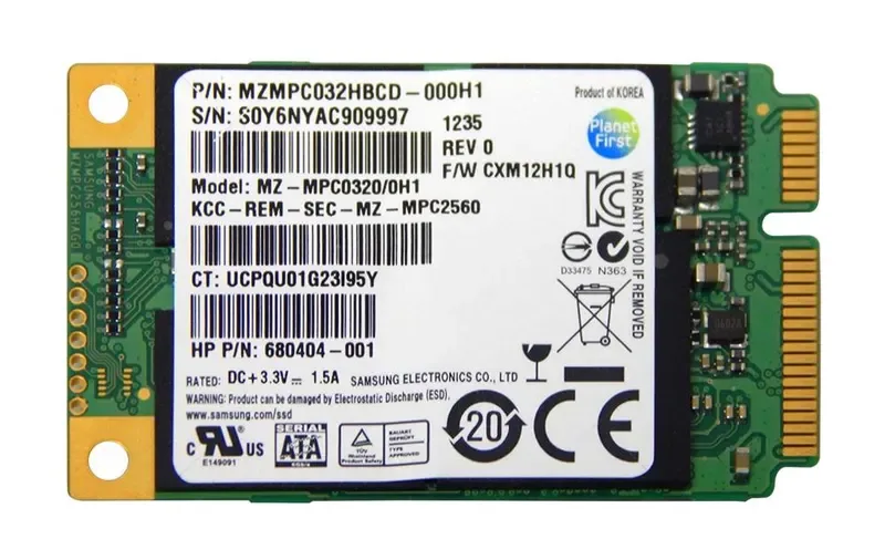 MZ-MPC0320 - Samsung PM830 Series 32GB Multi-Level Cell SATA 6Gb/s mSATA Solid State Drive