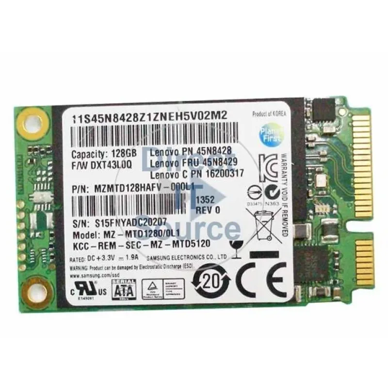 Samsung MZ-NTD1280/0L1 128GB mSATA 6.0Gb/s Solid State Drive