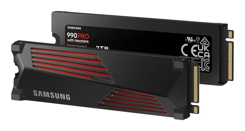 Samsung MZ-V9P2T0GW 990 PRO Series 2TB Multi-Level Cell PCI Express NVMe 4.0 x4 V-NAND (AES 256-bit Encryption) M.2 2280 Solid State Drive with Heatsink