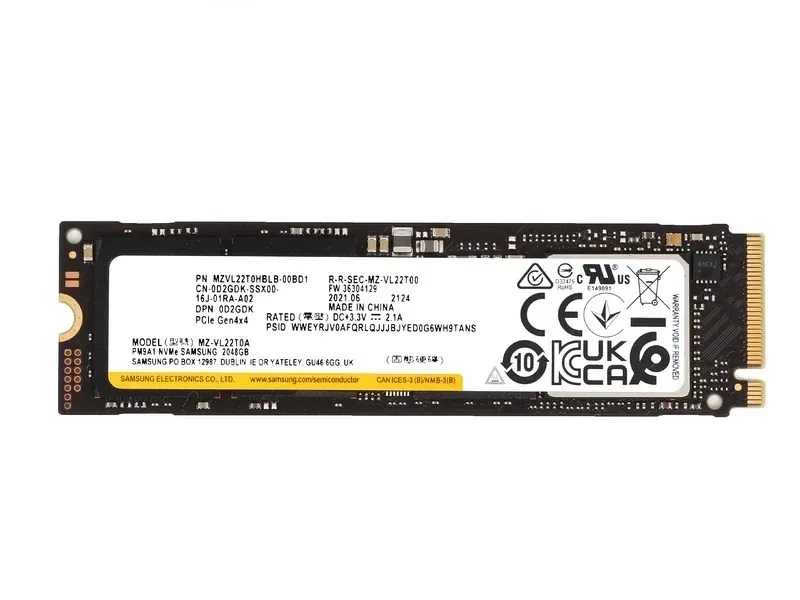 Samsung MZ-VL22T0A PM9A1 2TB Triple-Level Cell PCI Express NVMe 4.0 x4 M.2 2280 Solid State Drive (OEM)