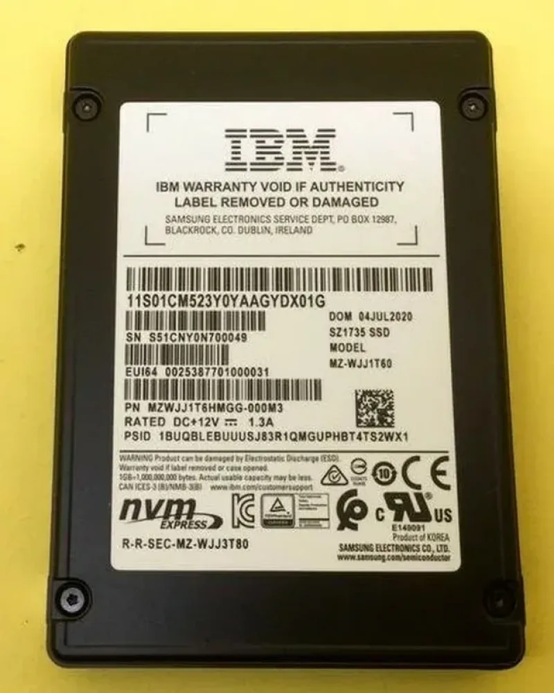 Samsung MZ-WJJ1T60 1.6TB Triple-Level Cell PCI Express NVMe 3.0 x4 U.2 2.5-Inch Solid State Drive (OEM)