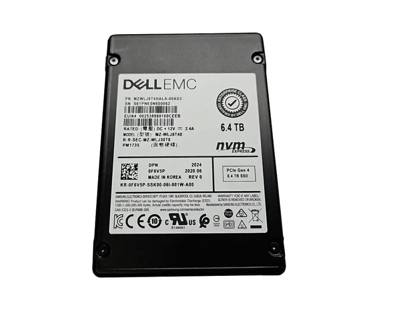 Samsung MZ-WLJ6T40 PM1735 6.4TB Triple-Level Cell PCI Express NVMe 4.0 x4 Mixed Use SFF 2.5-Inch Solid State Drive (OEM)