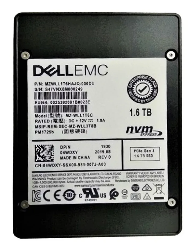 Samsung MZ-WLL1T6C 1.6TB Triple-Level Cell PCI Express NVMe 3.0 x4 SFF 2.5-Inch Solid State Drive (OEM)