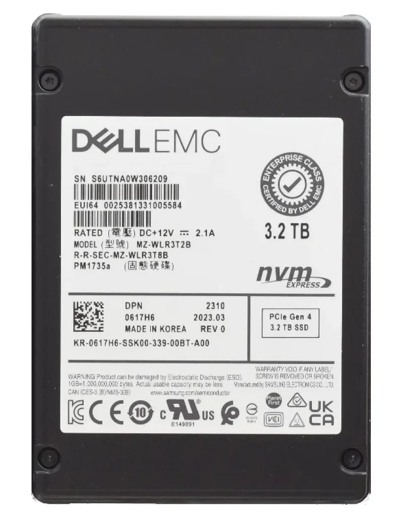 Samsung MZ-WLR3T2B PM1735A 3.2TB Triple-Level Cell PCI Express NVMe 4.0 x8 Mixed Use SFF 2.5-Inch Solid State Drive