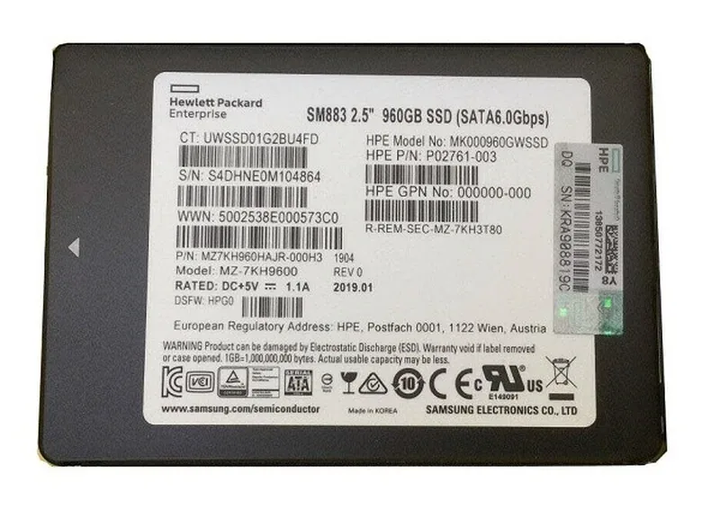 Samsung MZ7KH960HAJR-000H3 960GB SAS 12Gb/s Mixed Use 2.5-Inch Solid State Drive Hpe Oem