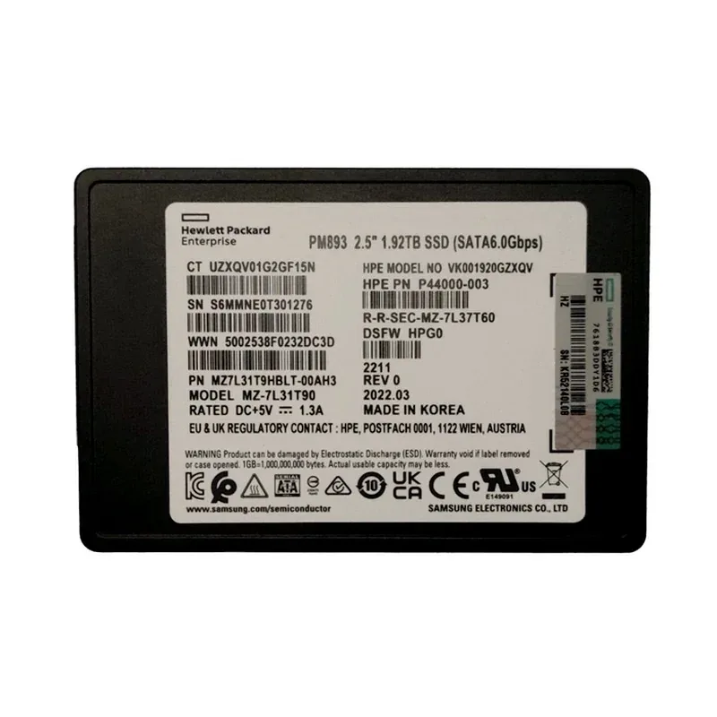 Samsung MZ7L31T9HBLT-00AH3 PM893 1.92TB Triple-Level Cell 6Gb/s SATA SFF 2.5-Inch Solid State Drive (OEM)