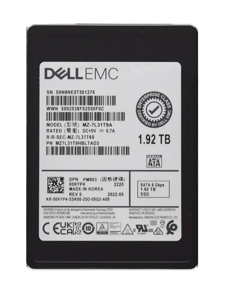 Samsung MZ7L31T9HBLTAD3 PM893 1.92TB Triple-Level Cell 6Gb/s SATA Read Intensive 512 SFF 2.5-Inch Solid State Drive. In Stock