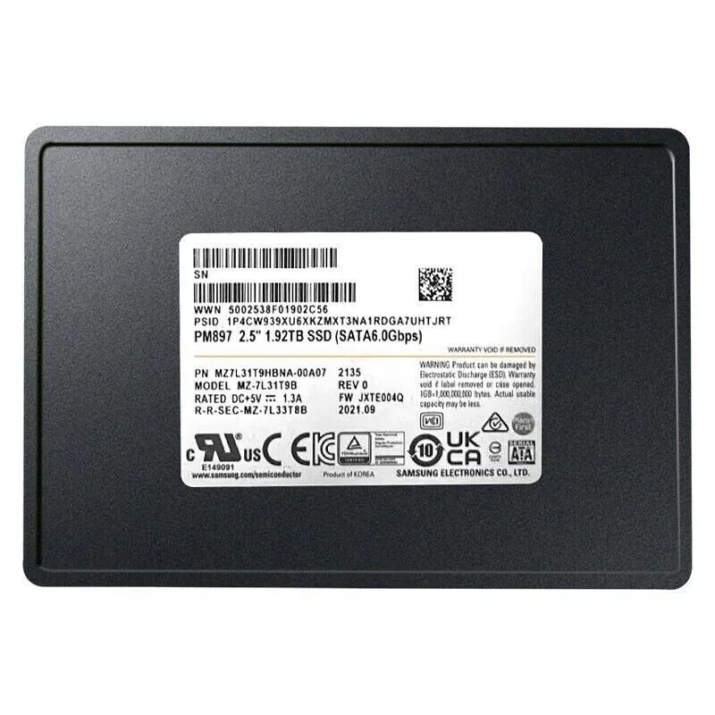 Samsung MZ7L31T9HBNA-00A07 PM897 Series 1.92TB Triple-Level Cell SATA 6Gb/s V-NAND 2.5-Inch Solid State Drive