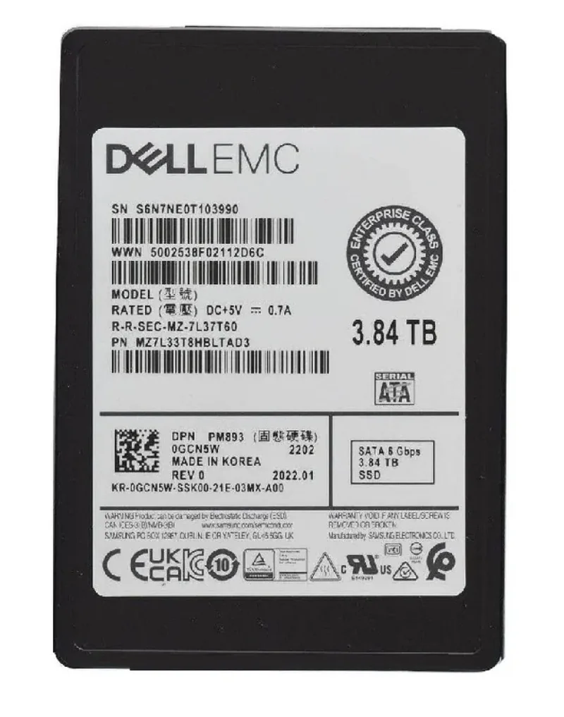 Samsung MZ7L33T8HBLTAD3 PM893 3.84TB Triple-Level Cell 6Gb/s SATA Read Intensive 512 SFF 2.5-Inch Solid State Drive (OEM)