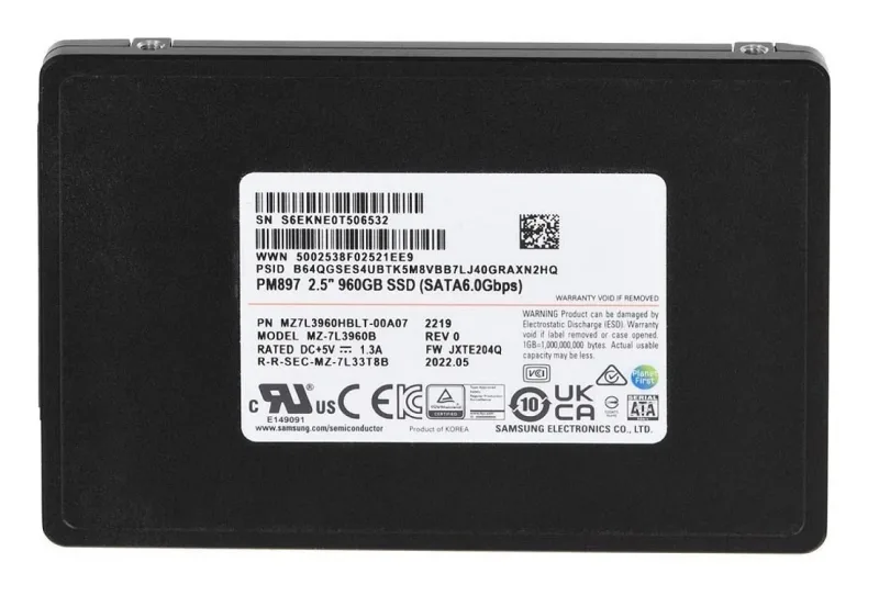 Samsung MZ7L3960HBLT-00A07 Pm897 Mz7L3960Hblt-00A07 960GB 2.5-Inch SATA Solid State Drive