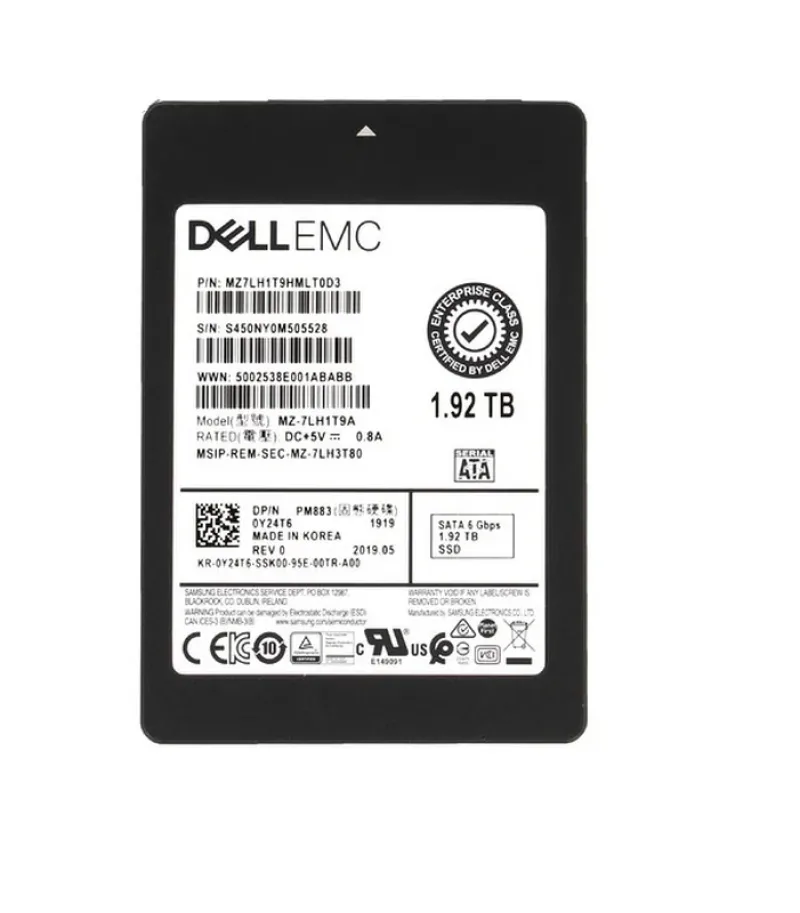 Samsung MZ7LH1T9HMLT0D3 PM883 1.92TB SATA 6Gb/s Triple-Level Cell Read Intensive 2.5-Inch Solid State Drive Dell Oem