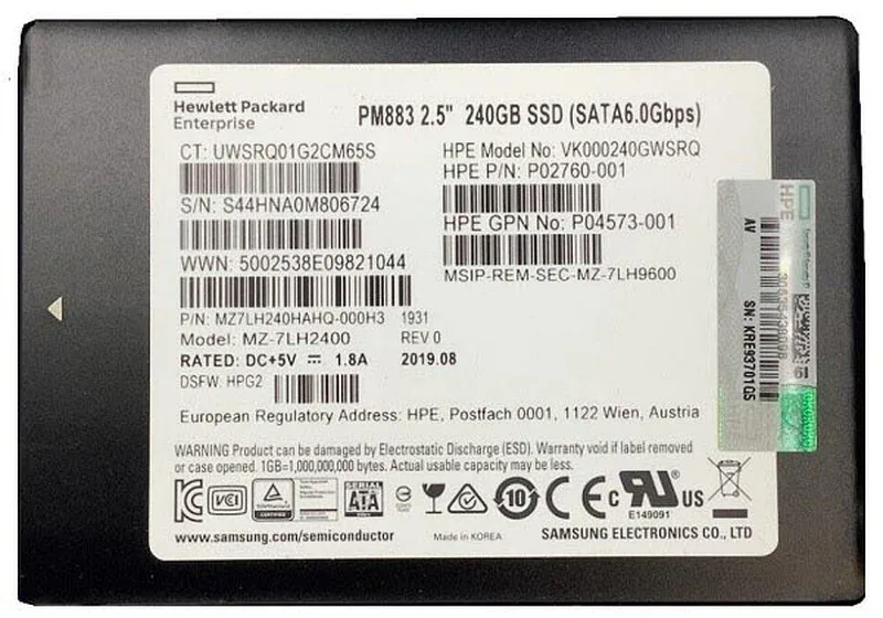 Samsung MZ7LH240HAHQ-000H3 240GB SATA 6Gb/s 2.5-Inch Solid State Drive Hpe Oem