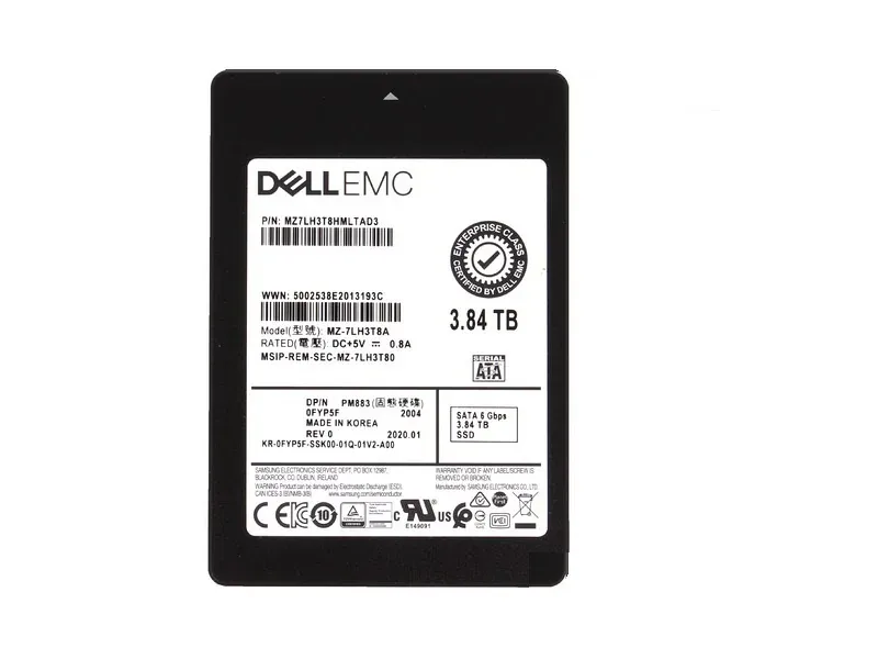 Samsung MZ7LH3T8HMLT0D3 3.84TB 6GBps SATA Read Intensive Tlc 2.5-Inch Solid State Drive Pm883 Dell Oem