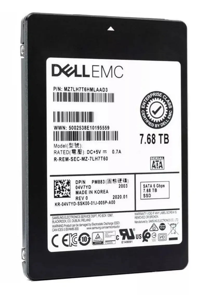 Samsung MZ7LH7T6HMLAAD3 PM883 7.68TB Triple Level Cell SATA 6Gb/s 2.5-Inch SFF Solid State Drive Dell Oem. In Stock