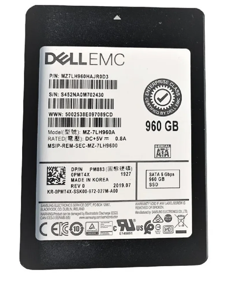 Samsung MZ7LH960HAJR0D3 PM883 Series 960GB Triple-Level Cell SATA 6Gb/s Mixed Use 2.5-Inch Enterprise Solid State Drive Dell Oem