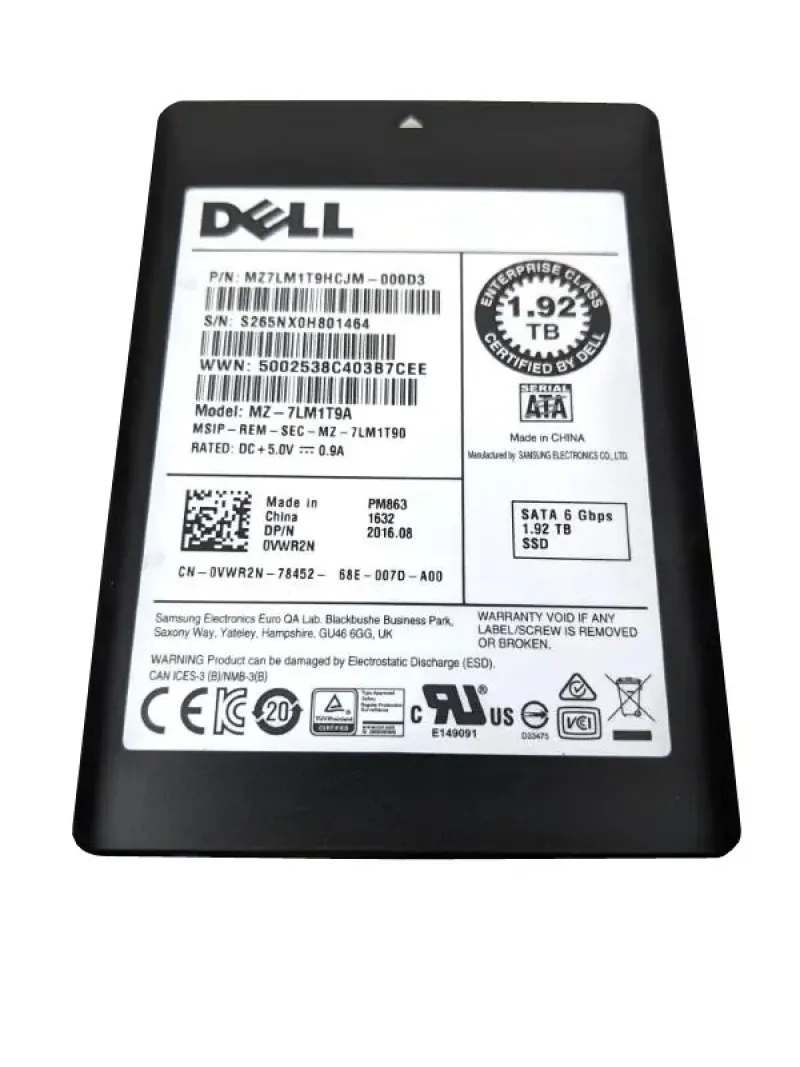Samsung MZ7LM1T9HCJM-000D3 PM863 Series 1.92TB Triple-Level Cell SATA 6Gb/s Read Intensive 2.5-Inch Solid State Drive Dell Oem