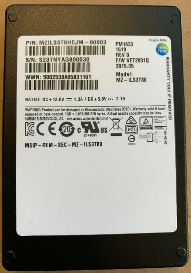 Samsung MZILS3T8HCJM-000C3 3.84TB Sas 2.5-Inch Solid State Drive Emc Oem
