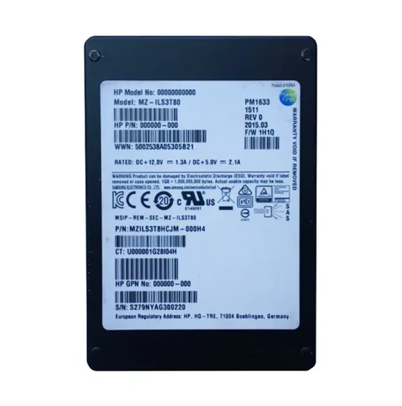 MZILS3T8HCJM-000H4 - Samsung PM1633 Series 3.8TB Triple-Level-Cell SAS 12Gb/s High Performance 2.5-inch Solid State Drive